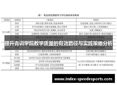 提升青训学院教学质量的有效路径与实践策略分析