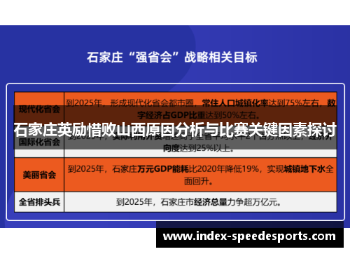 石家庄英励惜败山西原因分析与比赛关键因素探讨