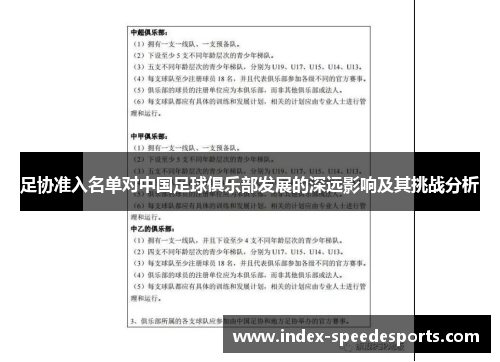 足协准入名单对中国足球俱乐部发展的深远影响及其挑战分析